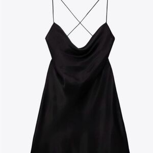 BRAND NEW with tags! Elegant Black Satin Effect Mini Dress ZARA Black Size XS